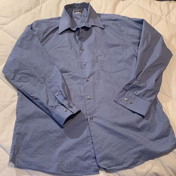 VAN HEUSEN, button down dress shirt, large, regular fit,  cotton/poly/elastain - Picture 1 of 9